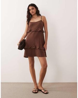 New Look Tiered Mini Sundress - Brown