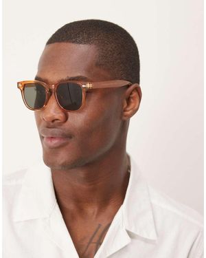 ASOS Gafas De Sol Color Ámbar Cuadradas Con Lentes Ahumadas Verdes De - Marrón