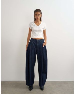 TOPSHOP Cocoon Jeans Met Halfhoge Taille En Barrel-Pijpen - Blauw