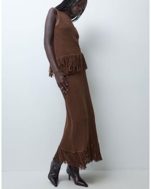 Miss Selfridge Midirock mit fransen - Braun