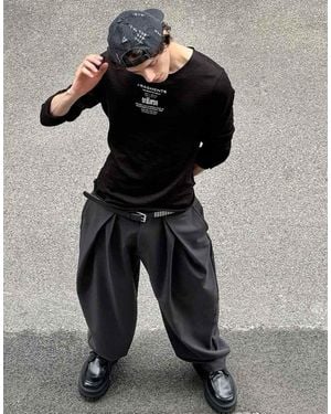 Bershka Super baggy Darted Trousers - Black