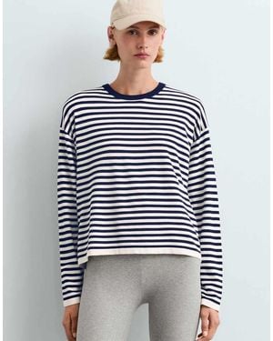 Oysho Fine Knit Striped Jumper - Blue