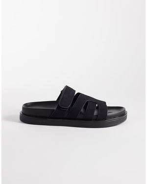 New Look Faux Suede Interwoven Cross Strap Sandal - Black