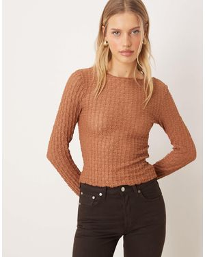 Aware – langärmliges shirt aus strukturiertem jersey - Braun
