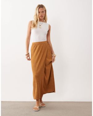 Mango Teen jupe asymétrique à nouer devant effet froissé couleur miel - Orange