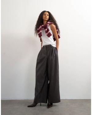 TOPSHOP Faux Leather Pleated - Black