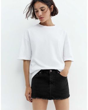 Pull&Bear – jeans-skort aus webstoff - Weiß