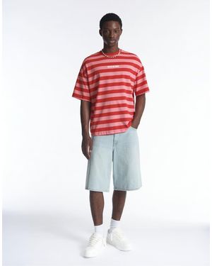 Pull&Bear Striped Stwd T-shirt - Red