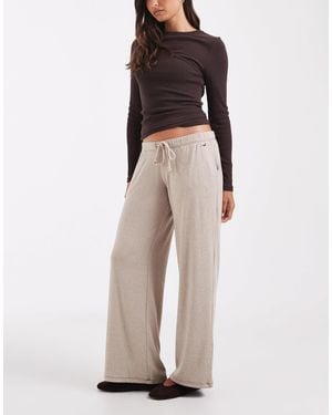 Hollister Cozy Wide Leg Pants - Natural