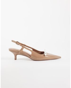ASOS Skippy Bow Detail Slingback Kitten Heel Shoes - White