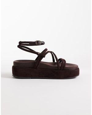 ASOS Fortitude Strappy Flatform Sandals - Brown