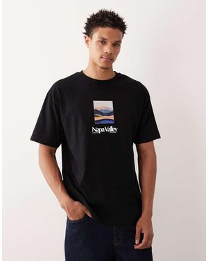 ASOS Ruimvallend T-Shirt Met Geborduurde Napa Valley-Print - Zwart