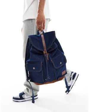 Levi's Heritage Leather Trim Denim Backpack - Blue