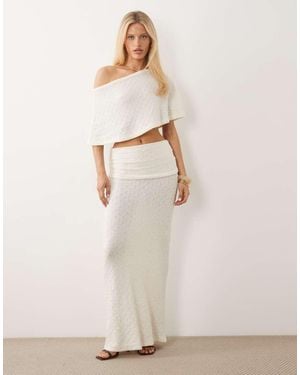 Aria Cove Fine Knit Fold Over Beach Maxi Skirt - Natural