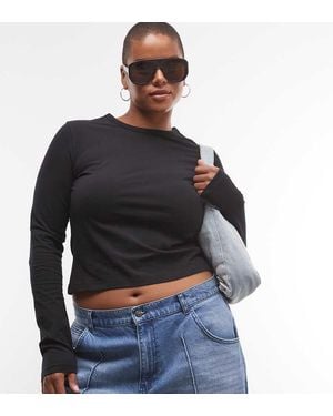 Collusion Plus T-Shirt Aderente A Maniche Lunghe Nera - Nero