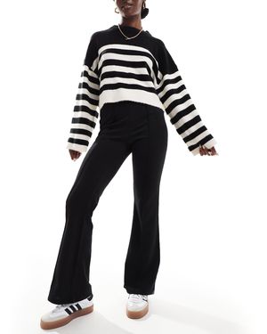 Vila Pleat Front Jersey Flared Pants - Black