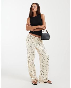 ASOS Satin Pull On Wide Leg Trouser - White