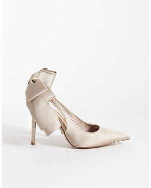 Steve Madden Sling Back Heels With Bow Detail - Natural
