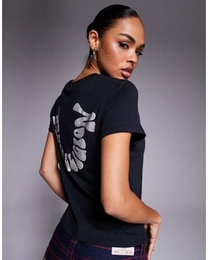 TRUE RELIGION Baby Tee With Diamante Logo Back Print - Blue