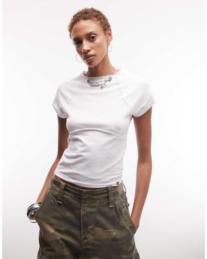Collusion Exposed Seam Detail Raglan Top - White