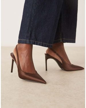 Mango Satin Sling Back Heel - Blue