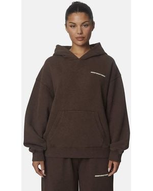Good For Nothing Oversized Washed Cotton Fleece Hoodie - Brown
