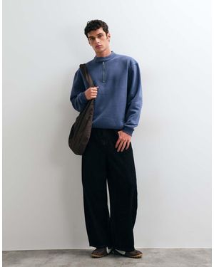 ASOS Relaxed Sweatshirt Met Rits- En Klittenbandsluiting - Blauw