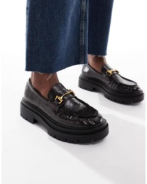 schuh Lark Chunky Loafers With Buckle - Blue