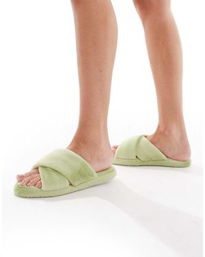 Brave Soul Faux Fur Slider Slippers - Natural