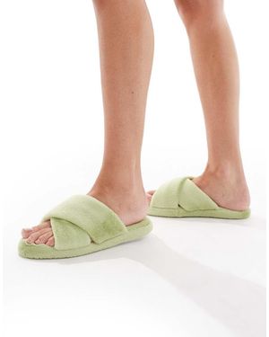 Brave Soul Faux Fur Slider Slippers - Natural