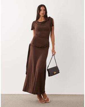 ASOS Fringe Detail Midi Dress - Brown