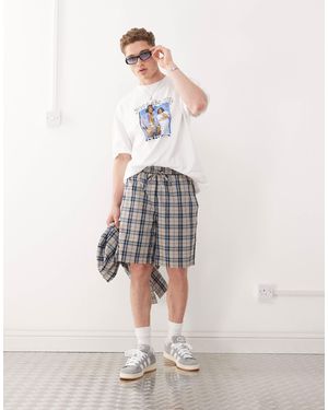 Collusion – karierte longline-jorts - Weiß