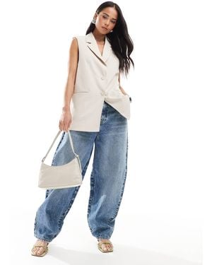 Stradivarius Longline Waistcoat - White