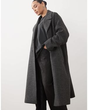 ASOS Asos design curve longline-mantel mit doppelter knopfleiste und fischgrätmuster - Schwarz