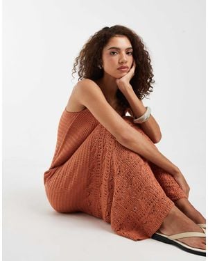 Vero Moda Crochet Knitted Cami Maxi Dress - Brown