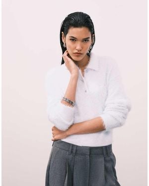 Calvin Klein Fuzzy Polo Jumper - White