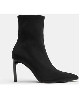 Pull&Bear Elastische Enkellaarzen Met Hoge Hak - Zwart