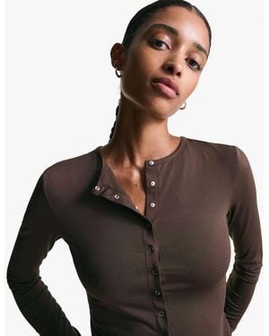 Bershka Long Sleeve T-shirt With Buttons - Black