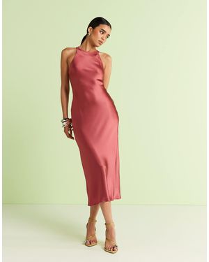 & Other Stories Bias Cut Satin Midi Dress - Green