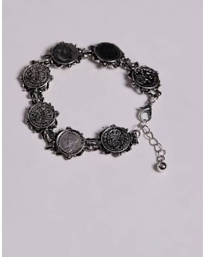 ASOS Bracciale Argentato A Catenina Con Pendenti A Moneta - Nero