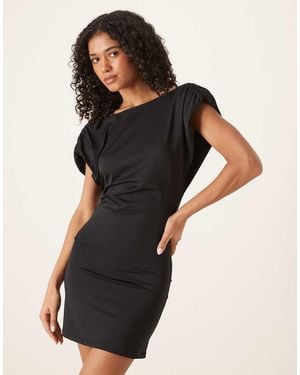 ASOS Shoulder Pad Detail Cowl Back Mini Dress - Black