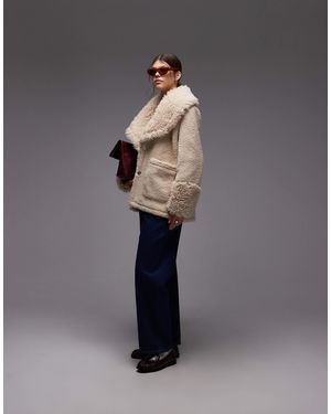 emory park Faux Shearling Overcoat - Grey