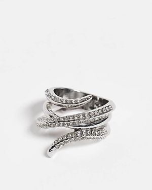 ASOS Ring Met Wikkeleffect En Siersteentjes - Wit