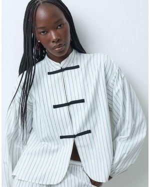 ASOS Oversize-hemd-kombiteil mit stehkragen und nadelstreifen - Blau