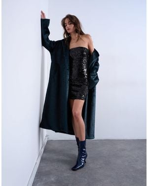 TOPSHOP – trägerloses pailletten-minikleid - Schwarz