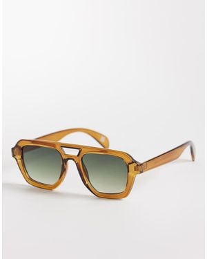 ASOS Angular Aviator Sunglasses - Natural