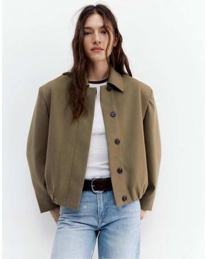 Pull&Bear Tailored Fit Balloon Silhouette Jacket - Brown