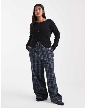 ASOS Asos Design Curve Wide Leg Tie Waist Trousers - Blue