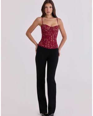House Of Cb Chiara Straight Leg Trousers - Red