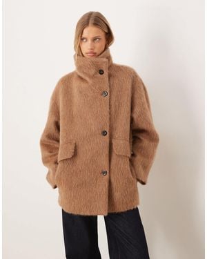 Mango Wool Mix Oversized Jacket - Natural